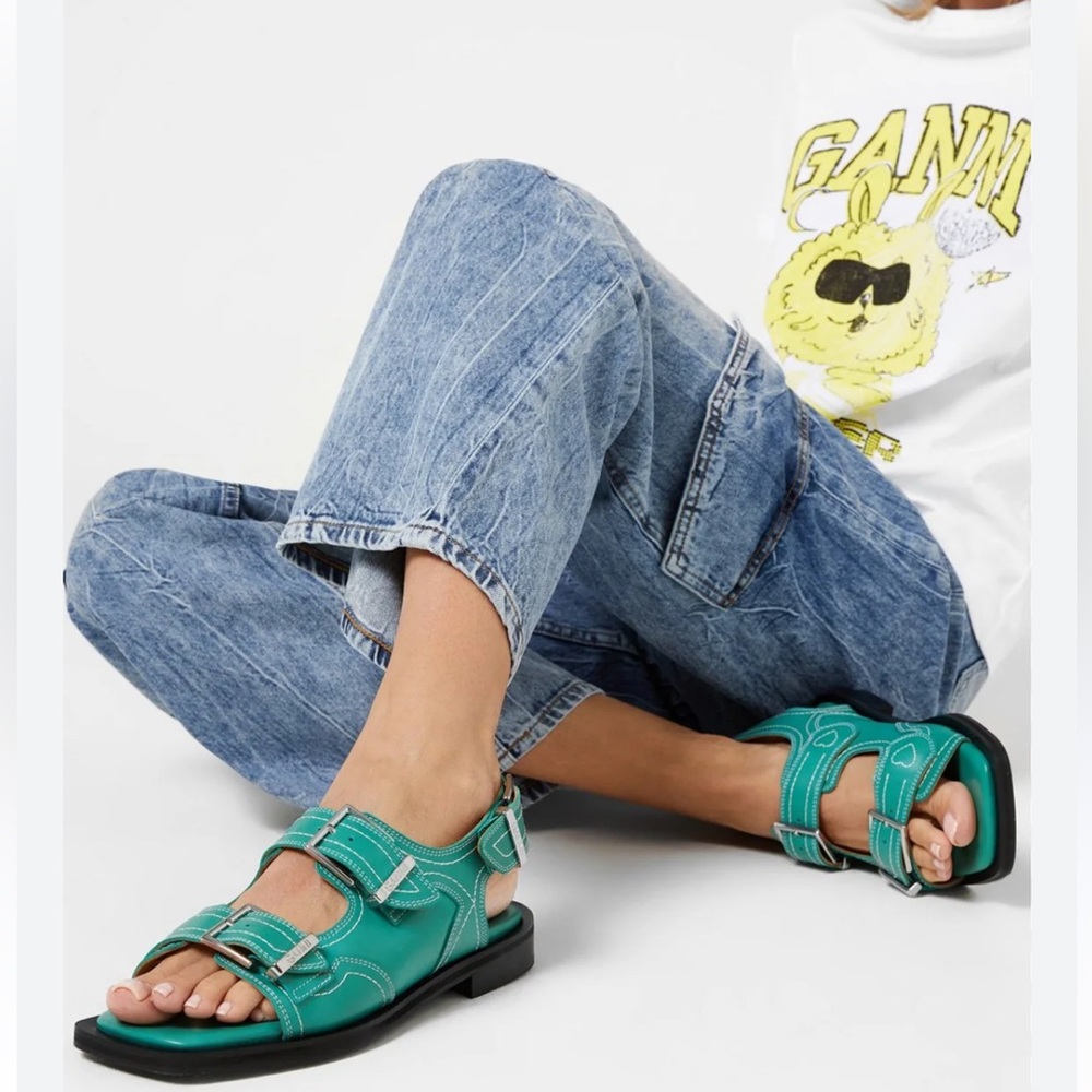 GANNI Western Sandal Green Size US 7